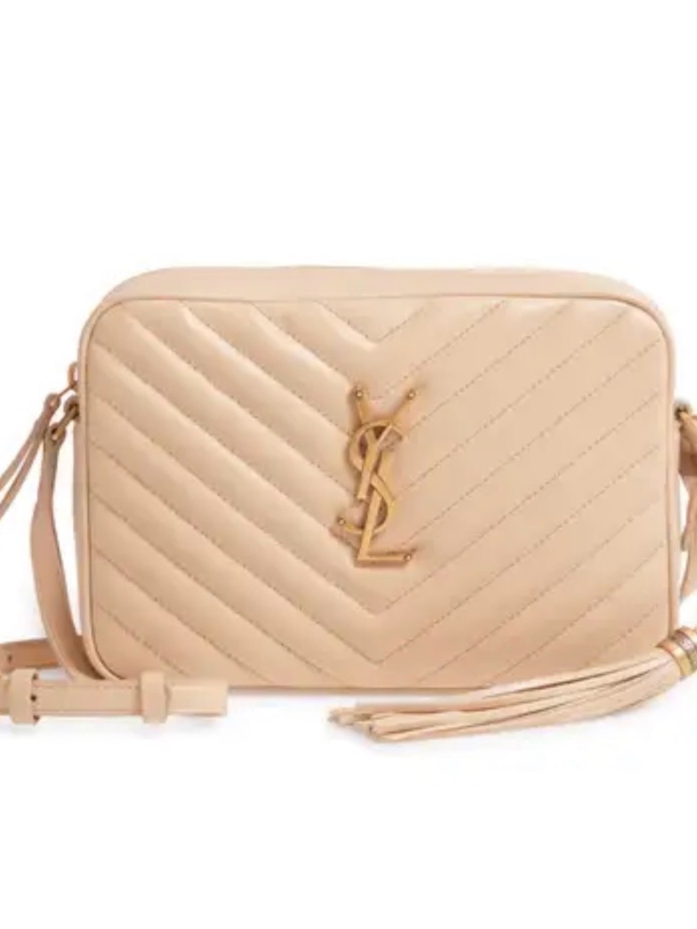 Saint Laurent Lou Matelassé Leather Camera Bag Beige